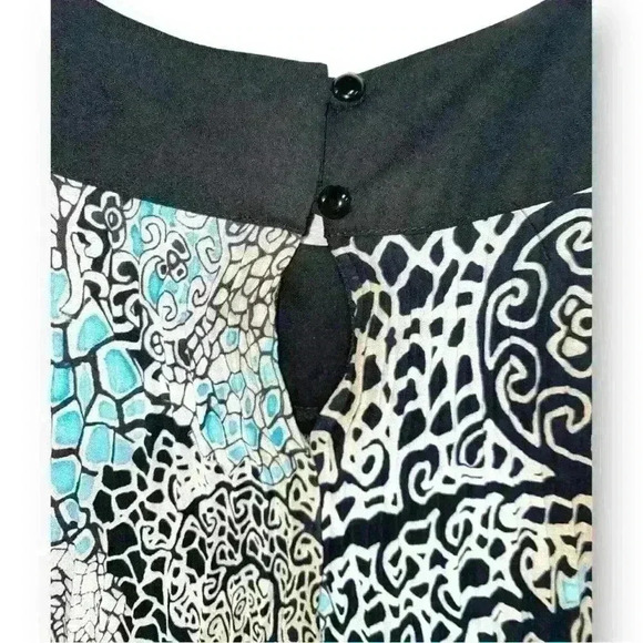 Essentials by Milano Plus Size Women Blue Black White Pleated Shift Dress Sz 12 - Picture 4 of 5